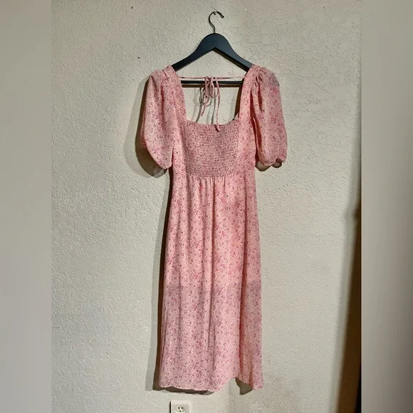 ASTR The Label | Floral Ditsy Blush Milkmaid Midi Dress Small - Picture 6 of 6